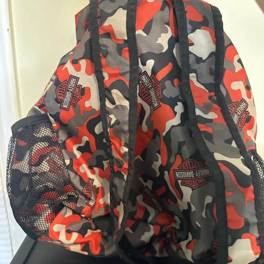 Harley-Davidson Boys Camo-Printed Packable Pouch Nylon Backpack